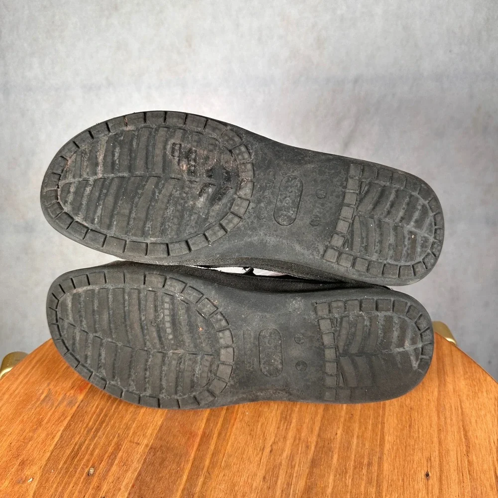 Crocs Santa Cruz Loafers Mens Size 11 Black Good Canvas Slip On Shoes
